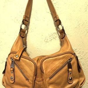 B. Makowsky Leather Cargo Pocket Hobo Bag